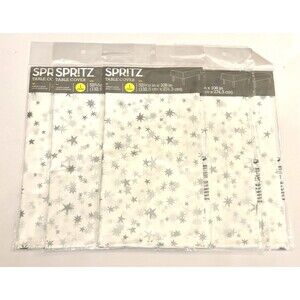 Lot 5 New Spritz White w/ Silver Stars Disposable Plastic Table Covers Backdrop